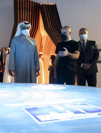 Crown Prince of Abu Dhabi Sheikh Mohamed Bin Zayed Al Nahyan visits the Jordanian pavilion at Dubai Expo 2020 on Friday (Petra photo)