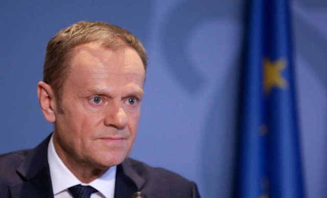  European Council President Donald Tusk takes part in a joint news conference with Luxembourg's Prime Minister Xavier Bettel in Senningen, Luxembourg March 7, 2018. (REUTERS)