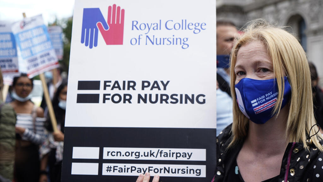 Nurses in the UK are campaigning for a pay rise of five per cent above inflation (AFP file photo)
