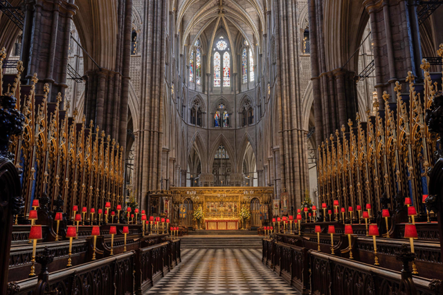 A general view inside Westminster Abbey in London on Wednesday, during a preview ahead of the Coronation of King Charles III (AFP photo)