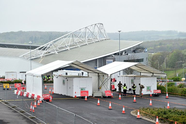 Brighton's Amex Stadium is being used as a drive-through coronavirus testing centre (AFP photo)