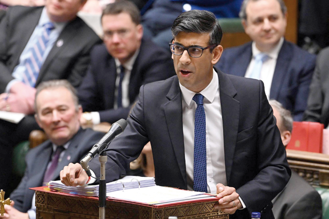 British Prime Minister Rishi Sunak speaks at the House of Commons in London (AFP file photo)