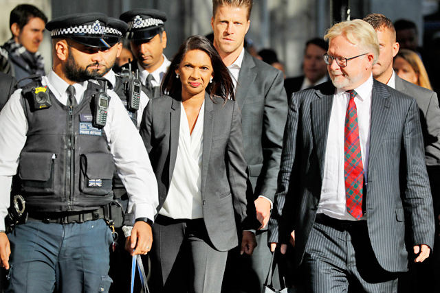 Anti-Brexit campaigner Gina Miller arrives at the supreme court in central London on the third and final day of the hearing into the decision by the government to prorogue parliament on Thursday (AFP photo)