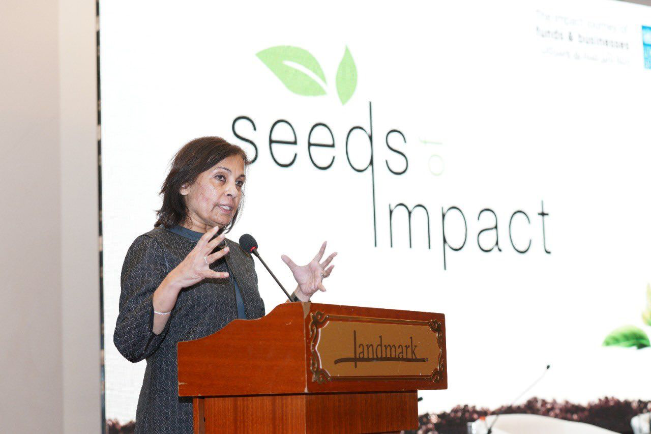 UN Under Secretary-General and Associate Administrator Usha Rao-Monari speaks during the launching event of the Seeds of Impact report on Sunday (UNDP photo)