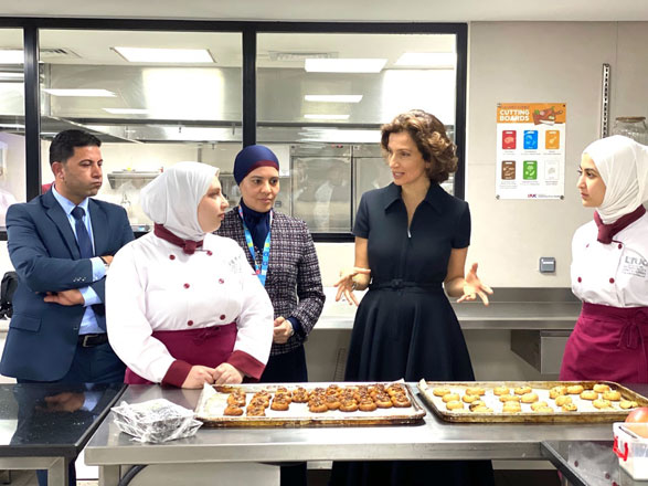 Director General of UNESCO Audrey Azoulay visits Luminus Technical University College on Wednesday (Photo courtesy of UNESCO)
