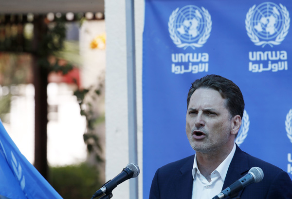 In this file photo taken on August 27 shows Pierre Krahenbuhl, commissioner general of the United Nations Relief and Works Agency for Palestine, giving a press conference in Gaza City   (AFP photo)