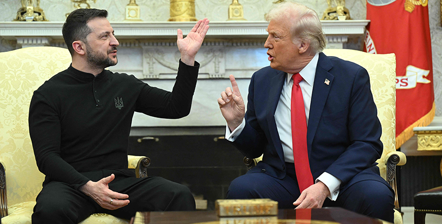 (FILES) US President Donald Trump and Ukraine's President Volodymyr Zelensky meet in the Oval Office of the White House in Washington, DC, February 28, 2025,  US President Donald Trump suspended military aid to Ukraine yesterday (AFP photo)