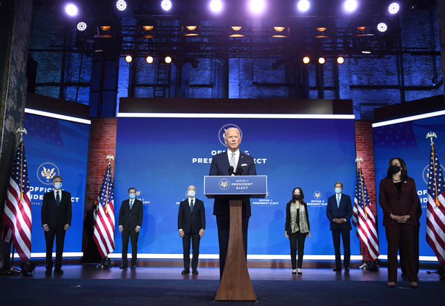US President-elect Joe Biden speaks during a Cabinet announcement event in Wilmington, Delaware, on Tuesday (AFP photo)