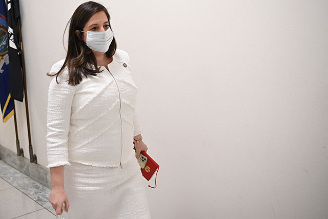 Rep. Elise Stefanik (R-NY) walks from her office to the office of Rep. Pete Sessions(R-TX) on Wednesday on Capitol Hill in Washington, DC (AFP photo)