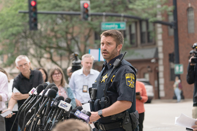 Lake County Sheriff's Office Deputy Chief Christopher Covelli speaks to the media on Wednesday at the Lake County Courthouse in Waukegan, Illinois (AFP photo)