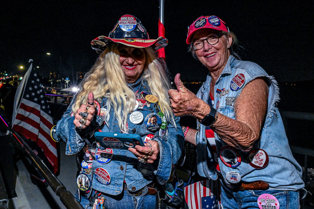 Supporters of former US president Donald Trump celebrate the former president’s announcement outside of his Mar-A-Lago residence in West Palm Beach, Florida, on Tuesday (AFP photo)