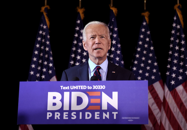 In this file photo taken last week Democratic presidential hopeful Joe Biden makes a statement on Ukraine during a press conference at the Hotel Du Pont in Wilmington, Delaware  (AFP photo)