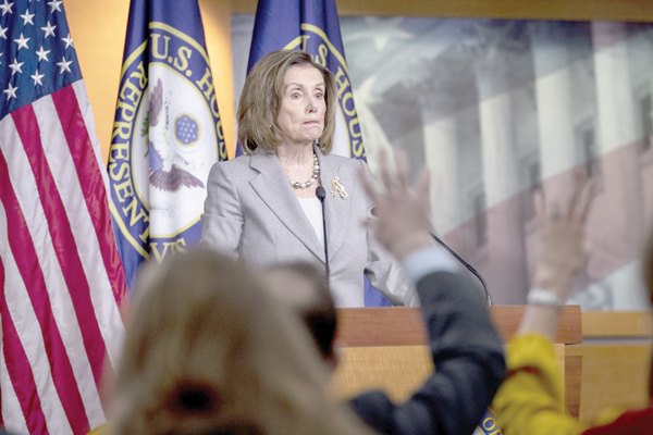 Speaker of the House  Nancy  Pelosi  (D-CA) takes questions during her weekly news conference on Capitol Hill in Washington, DC, on Thursday (AFP photo)