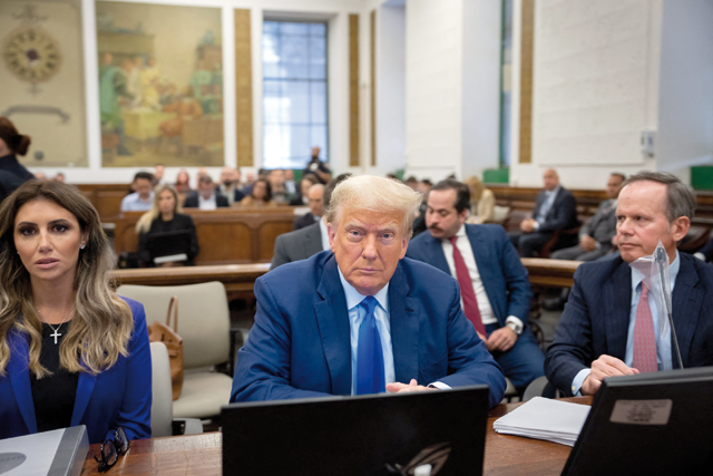 Former US president Donald Trump appears in the courtroom for his civil fraud trial at New York State Supreme Court on Tuesday in New York (AFP photo)