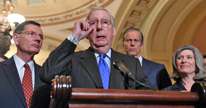 Senate Majority Leader Mitch McConnell (R-Ky.) speaks during a press conference at the US Capitol in Washington, DC, on December 10, 2019  (AFP photo)