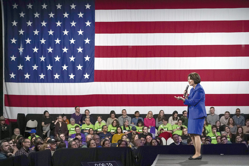 Democratic presidential candidate Senator Amy Klobuchar (D-MN) speaks at the Our Rights, Our Courts forum on Saturday in Concord, New Hampshire (AFP photo)