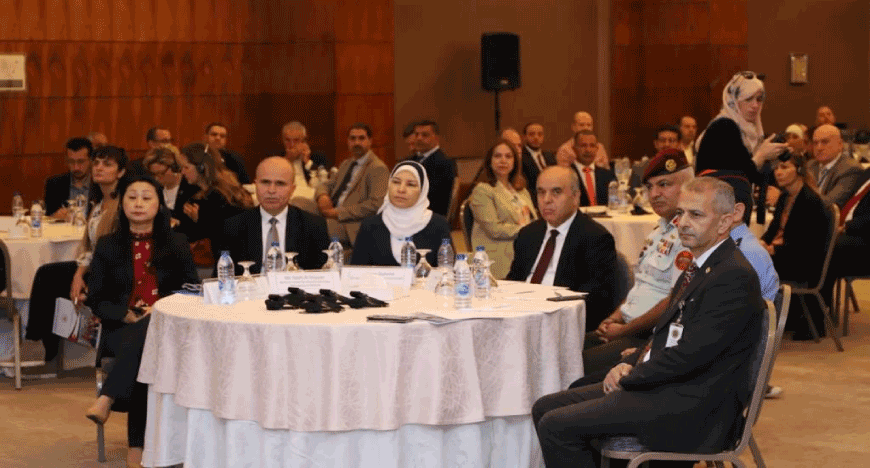 Education Minister Azmi Mahafzah, UNESCO Representative to Jordan Min Jeong Kim and guests during the launch ceremony of the Crisis and Risk Management Strategy for the Ministry of Education on Sunday (Photo courtesy of UNESCO)