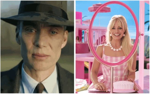  Cillian Murphy in  ‘Oppenheimer’ (Universal) and Margot Robbie in ‘Barbie’ (Warner Bros) debuted on the same weekend (Photos courtesy of Universal and Warner Bros)