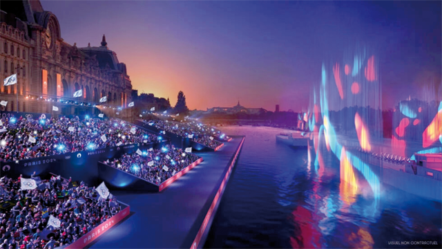 The Paris Olympics opening ceremony, shown in this mock-up illustration released by organisers, will break tradition by taking place on the River Seine (AFP photo)