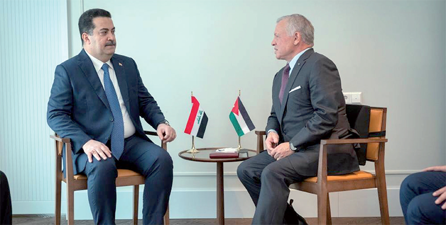 His Majesty King Abdullah on Saturday meets Iraq Prime Minister Mohammed S. Al Sudani on the sidelines of the 60th Munich Security Conference in Germany (Photo courtesy of Royal Court)
