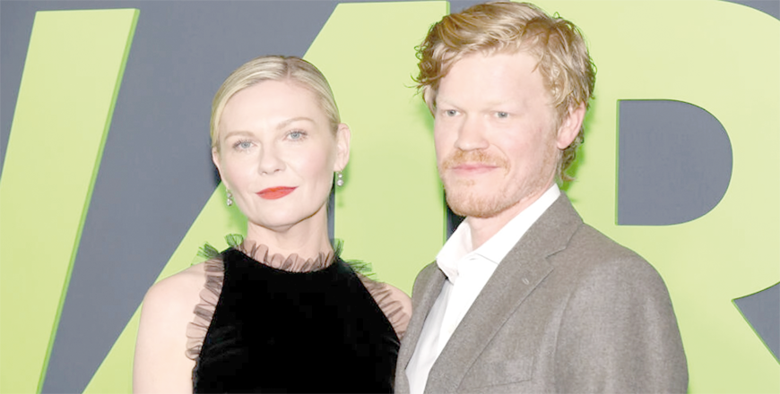 Kirsten Dunst and Jesse Plemons attend the Los Angeles premiere of A24’s ‘Civil War’ on April 2 (AFP photo)