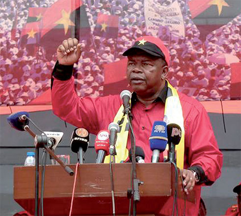 Angolan President Joao Lourenco is seen in this photo speaking at a public gathering (AFP photo)