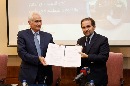 HH Prince Mired and Education Minister Wajih Owais endorse the Jordan Declaration on Inclusion and Diversity in Education on Sunday (Photo courtesy of event organisers)