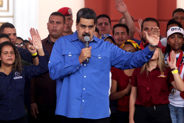 Venezuelan president Nicolas Maduro speaks during a march for Venezuelan Youth Day in Caracas, Venezuela, on Wednesday (AFP photo)