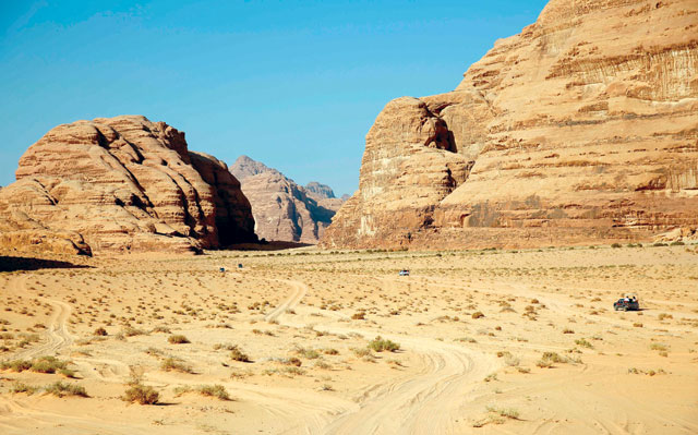 A photo taken on September 25, 2018 shows a scene from the southern Jordanian desert of Wadi Rum (AFP photo)