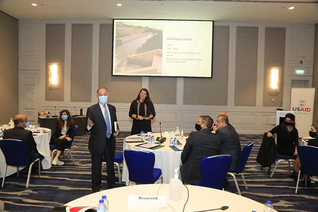 Water Minister Mohammad Najjar Water Minister Mohammad Najjar speaks during the launch of the USAID-funded Water Governance Activity project on Monday (Photo courtesy of Water Ministry)