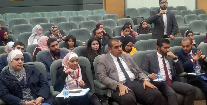   The All Jordan Youth Commission holds a session titled ‘Youth Participation in Political Processes’ at the Lower House of Parliament on Sunday (Photo courtesy of KAFD)