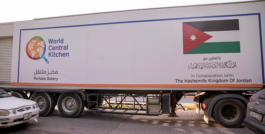 Truck carries a mobile bakery which Jordan sends to Gaza on December 24 under Royal directives (JT file)