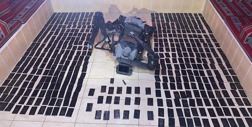 The Southern Military Zone on Wednesday foils a smuggling attempt using a drone along the western front within its area of responsibility (Petra photo)