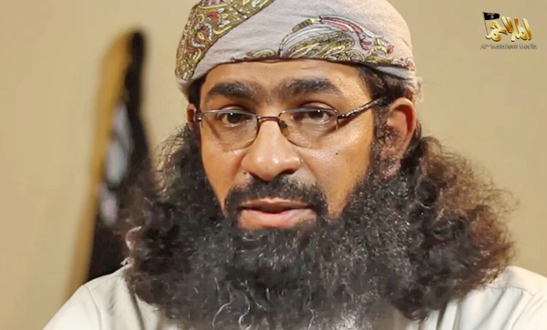 A file image grab taken on June 16, 2015 from a video released by Al Malahem Media, the media arm of Al Qaeda in the Arabian Peninsula (AQAP), shows Khaled Omar Batarfi (also known as Abu Meqdad Al Kindi) a spokesman for AQAP in a video posted online on June 15, 2015  (AFP photo)
