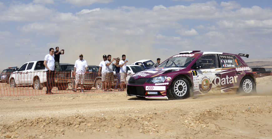 Qatar’s Nasser Al Attiyah in action during the Jordan Rally at the Dead Sea on Saturday (Photo by Amjad Ghsoun)