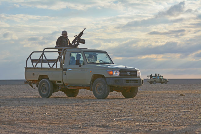 In this file photo army patrols guard the northern Syrian border (Photo by Amjad Ghsoun)