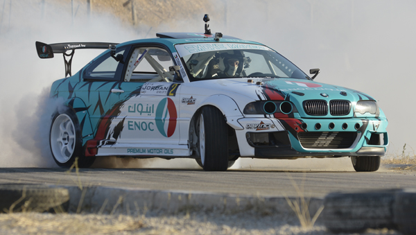  Othman Takriti in action during the fourth round of the Jordan Drift Championship on July 29 (Photo by Amjad Ghsoun)