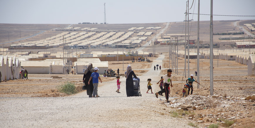 In this recent photo, Syrian refugees are seen at Azraq Refugee Camp in the eastern desert. The World Bank has announced new support for Jordan and Lebanon as major host countries  (Photo by Amjad Ghsoun)
