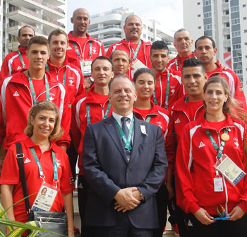 Hrh Prince Feisal poses with the Jordan delegation for the Rio Games in Rio de Janeiro on Thursday (Photo courtesy of JOC News Service)