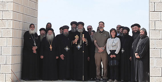 HRH Prince Ghazi, the King’s personal envoy and religious affairs adviser, with Coptic Pope Tawadros II during a visit to the Baptism Site, 40km west of Amman, on Monday  (Petra photo)