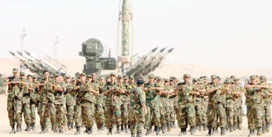 Soldiers from the self-styled army of Libyan strongman Khalifa Haftar take part in a military parade in the eastern city of Benghazi on May 7 (AFP photo)