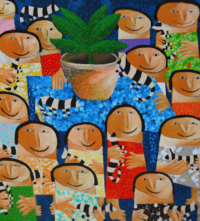 Works by Ibrahim Jawabreh on display at Wadi Finan Art Gallery until December 31  (Photo courtesy of Wadi Finan Art Gallery)