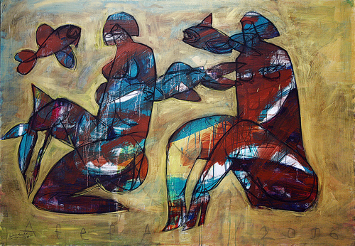 Works by Muhammad Afefa on display at la Societá Dante Alighieri Amman until April 10 (Photo courtesy of Muhammad Afefa)
