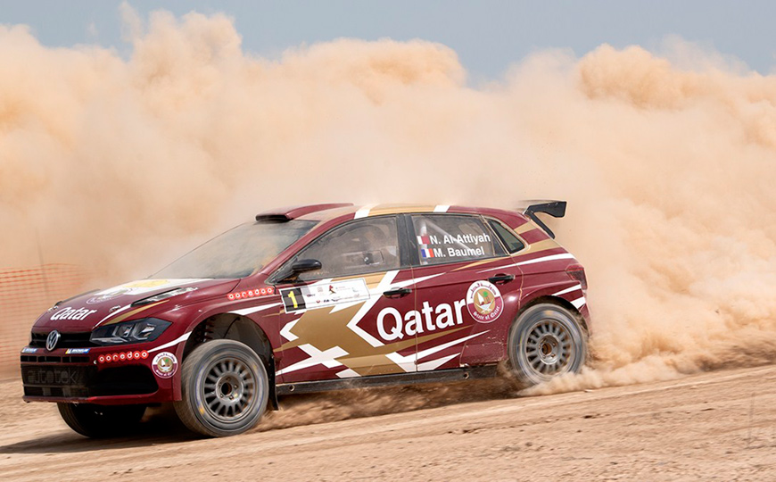 Qatari Nasser Al Attiyah in action in his Volkswagen Polo GTI R5 that will be used at the 2019 Jordan Rally   (Photo courtesy of Jordan Rally Media Service)