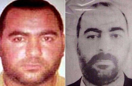 This file photo combination of two handout pictures released by the US Department of State’s Bureau of Diplomatic Security (left) and by Iraqi ministry of interior allegedly shows photographs taken at an unknown location of Abu Bakr Al Baghdadi, the leader of the Daesh group (AFP photo)