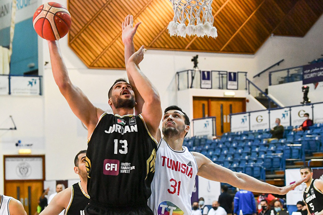 Jordan takes on Tunisia at the Arab Nations Basketball Championship on February 10  (Photo courtesy of Jordan Basketball Federation)