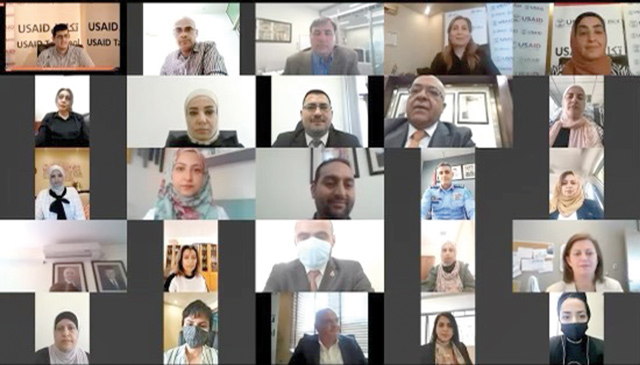 Participants during a virtual event held by USAID Takamol in cooperation with the Political and Parliamentary Affairs Ministry on Monday (Photo courtesy of USAID Takamol)