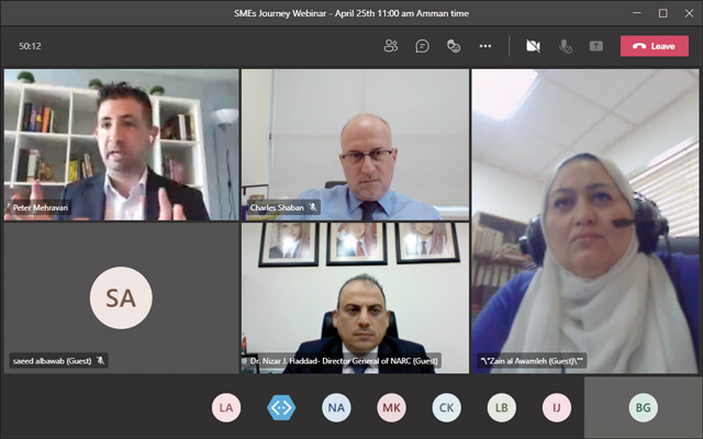 Participants take part in a virtual roundtable organised by the US embassy in Amman for small- and medium-sized enterprises in Jordan titled ‘How IP Can Help Take Your Ideas to Market’ on Tuesday (JT photo)