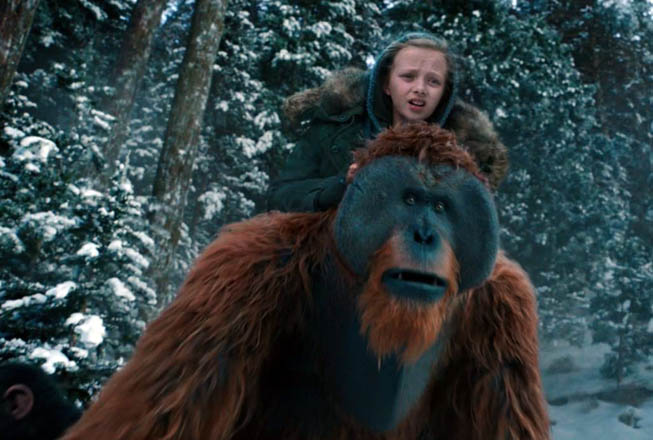 Karin Konoval and Amiah Miller (top) in ‘War for the Planet of the Apes’ (Photo courtesy of imdb.com)