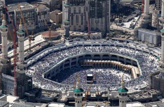 An aerial view shows Mecca's Grand Mosque with the Kaaba, Islam's holiest site in the centre on June 17, 2024, during the annual Hajj pilgrimage (AFP)